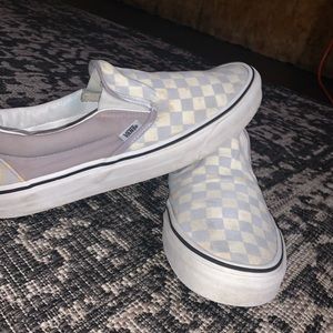 Gray & White Checkerboard Slip on Vans